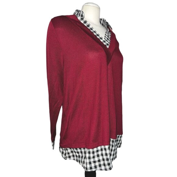 BloomChic Pullover Collared Sweater Blouse Sz 26 (4XL) Womens Red & Black - Picture 7 of 7